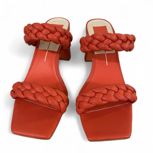 Dolce Vita Paily Persimmon Stella Braided Leather Block Heel Sandals 11 - Picture 2 of 8
